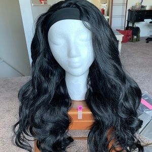 black soft curl headband wig